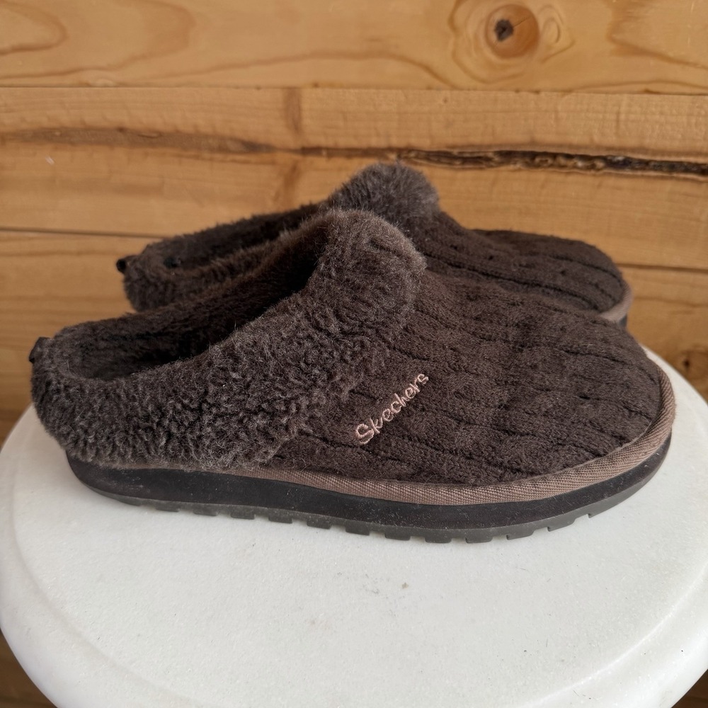 Skechers Keepsake Postage Knit Slip on Mule Slipper Clog Shoes 8 Cozy Chocolate